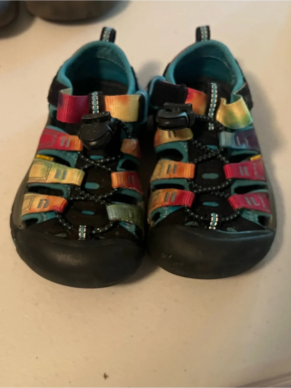 Keen Kids Black Sandals with Rainbow Straps